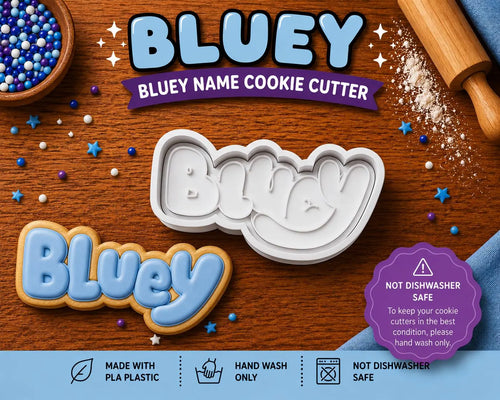 Bluey Cookie Cutter & Stamp Set with Handle