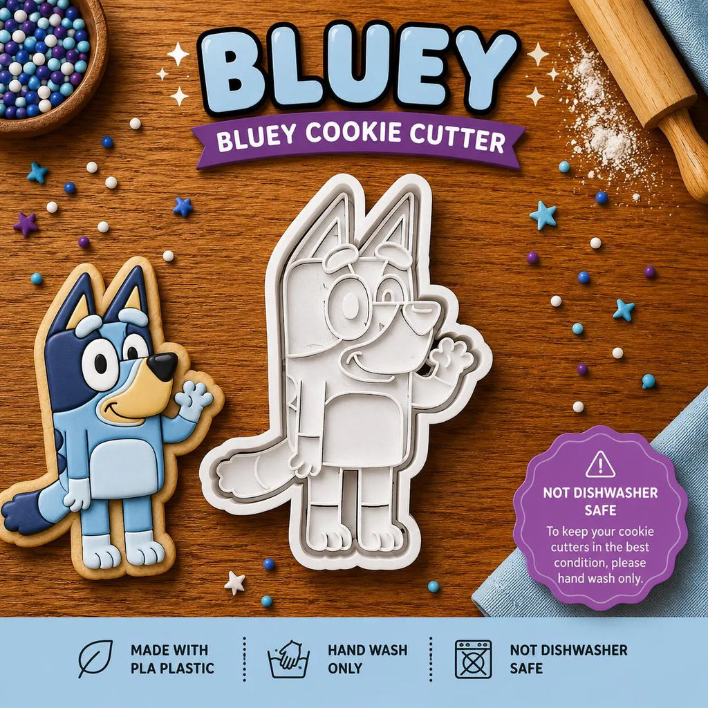Bluey Cookie Cutter & Stamp Set with Handle